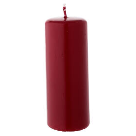 Matte burgundy Christmas pillar candle 130x50 mm