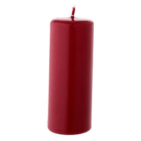 Matte burgundy Christmas pillar candle 130x50 mm
