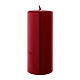 Shiny dark red Christmas pillar candle 150x60 mm s2