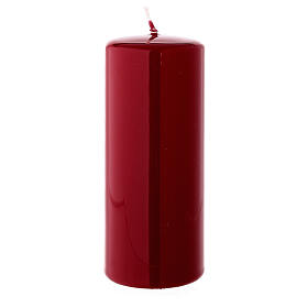 Vela de Natal cilindro lacre vermelho escuro brilhante 150x60 mm