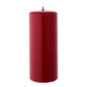 Matte dark red Christmas pillar candle 150x60 mm