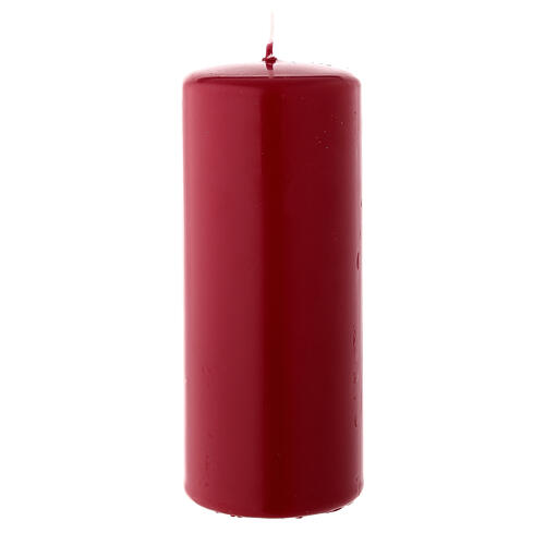 Matte dark red Christmas pillar candle 150x60 mm 2