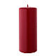 Matte dark red Christmas pillar candle 150x60 mm s2
