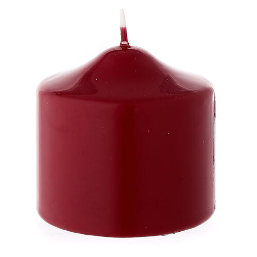 Świeczka bożonarodzeniowa ze szpicem ceralacca matowa ciemnoczerwona 80x80 mm 2