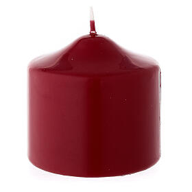 Christmas pillar candle, small matte dark red 80x80 mm