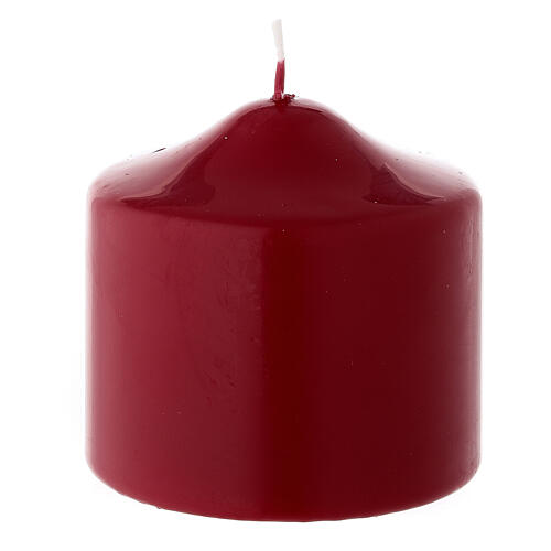 Christmas pillar candle, small matte dark red 80x80 mm 1