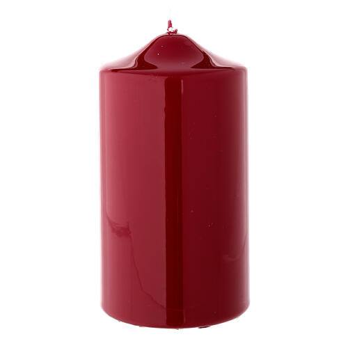 Shiny dark red Christmas candle 150x80 mm 2