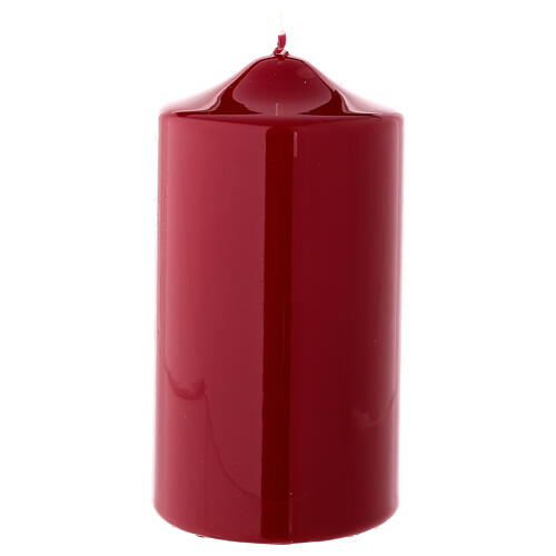 Christmas pillar candle, shiny dark red 150x80 mm 1