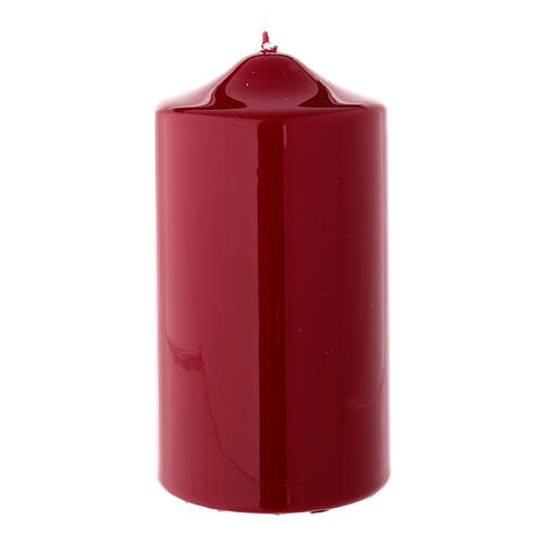 Christmas pillar candle, shiny dark red 150x80 mm 2