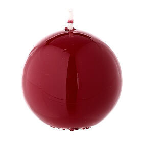 Vela de Natal esférica lacre cor-de-vinho 5 cm brilhante