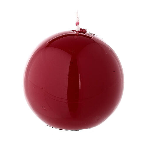 Vela de Natal esférica lacre cor-de-vinho 5 cm brilhante 1