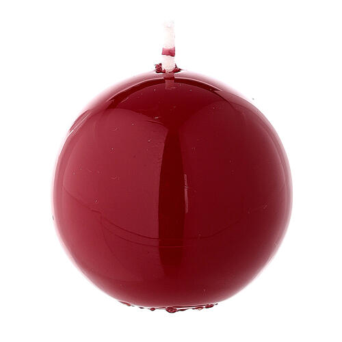 Vela de Natal esférica lacre cor-de-vinho 5 cm brilhante 2