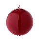 Round ball Christmas candle, burgundy 5 cm shiny s2