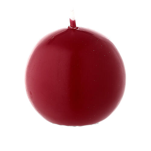 Vela navideña esfera diámetro 5 cm lacre rojo oscuro 1