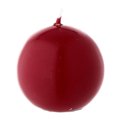 Vela navideña esfera diámetro 5 cm lacre rojo oscuro 2