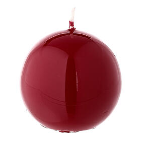 Candela di Natale rosso lucido sfera ceralacca 6 cm