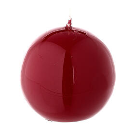 Candela di Natale rosso lucido sfera ceralacca 6 cm