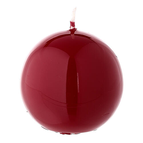 Candela di Natale rosso lucido sfera ceralacca 6 cm 1