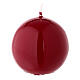 Round ball Christmas candle, red shiny 6 cm diameter s1
