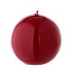 Round ball Christmas candle, red shiny 6 cm diameter s2