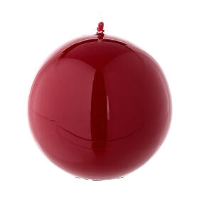 Vela de Navidad esférica rojo lúcido lacre 8 cm