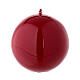 Candela di Natale sferica rosso lucido ceralacca 8 cm s1