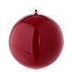Candela di Natale sferica rosso lucido ceralacca 8 cm s2