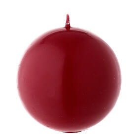 Bougie Noël matte sphère 8 cm rouge foncé cire à cacheter