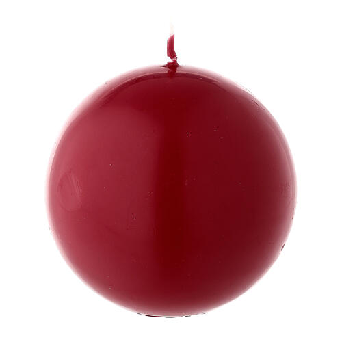 Bougie Noël matte sphère 8 cm rouge foncé cire à cacheter 1