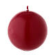 Candela natalizia opaca sfera 8 cm rosso scuro ceralacca s1