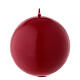 Round ball Christmas candle, matte dark red 8 cm diameter s2