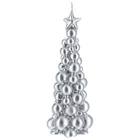 Świeczka bożonarodzeniowa choinka srebrna Moskwa 21 cm