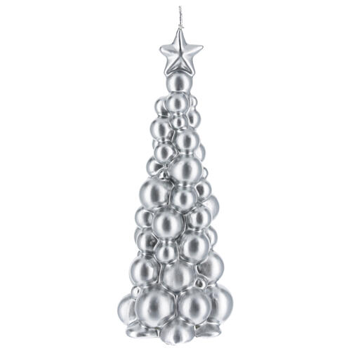 Świeczka bożonarodzeniowa choinka srebrna Moskwa 21 cm 1