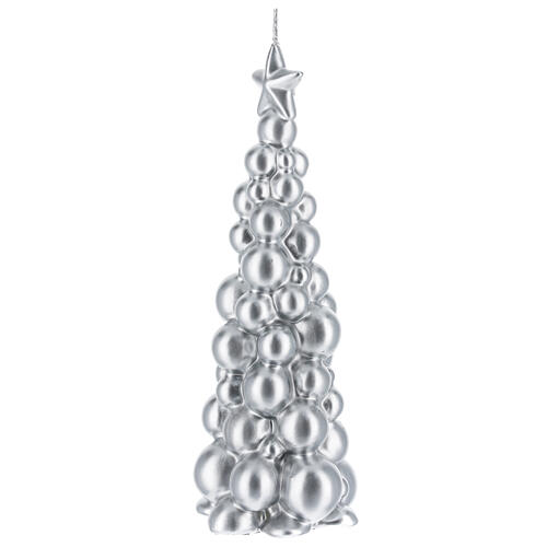 Świeczka bożonarodzeniowa choinka srebrna Moskwa 21 cm 2