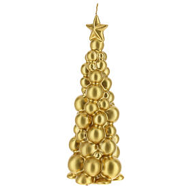 Mosca Weihnachtskerze in Form eines goldfarbigen Baums, 21 cm