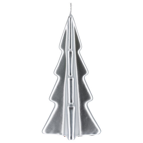 Vela navideña árbol Oslo plata 16 cm 2