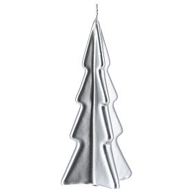 Świeczka bożonarodzeniowa choinka srebrna Oslo 16 cm