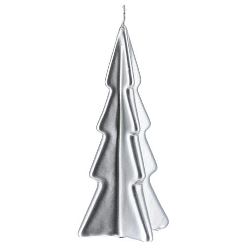Świeczka bożonarodzeniowa choinka srebrna Oslo 16 cm 1
