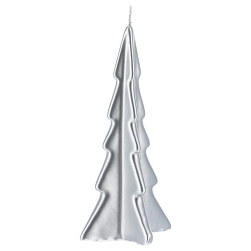Świeczka bożonarodzeniowa choinka srebrna Oslo 20 cm 1
