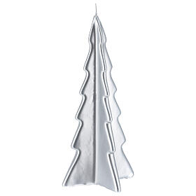 Świeczka bożonarodzeniowa choinka srebrna Oslo 26 cm