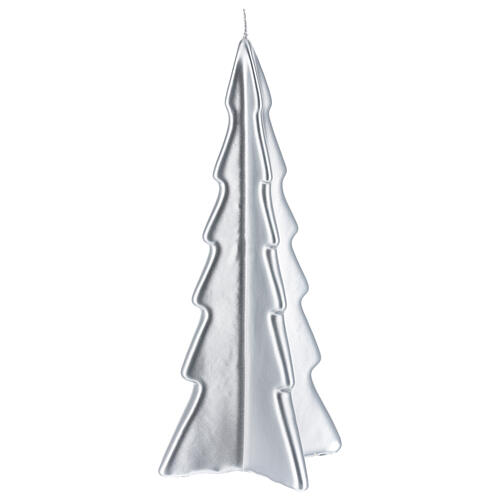 Świeczka bożonarodzeniowa choinka srebrna Oslo 26 cm 1