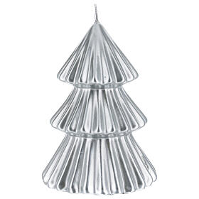 Świeczka bożonarodzeniowa drzewo Tokyo h 17 cm, kolor srebrny