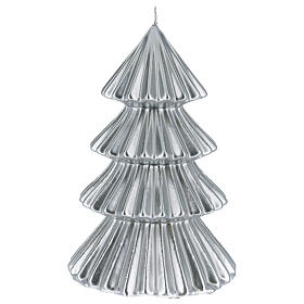 Świeczka bożonarodzeniowa kolor srebrny drzewo Tokyo h 23 cm