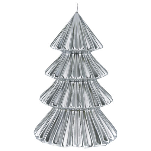 Świeczka bożonarodzeniowa kolor srebrny drzewo Tokyo h 23 cm 1
