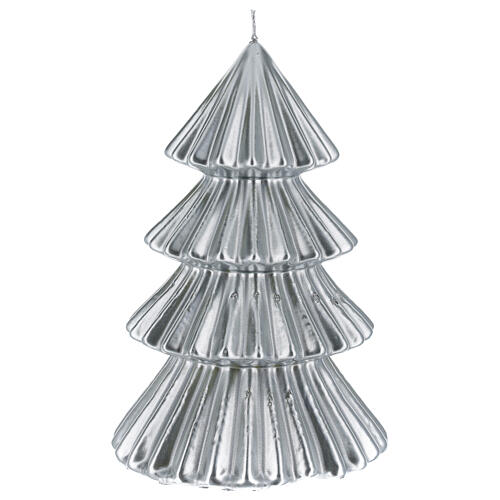 Świeczka bożonarodzeniowa kolor srebrny drzewo Tokyo h 23 cm 2