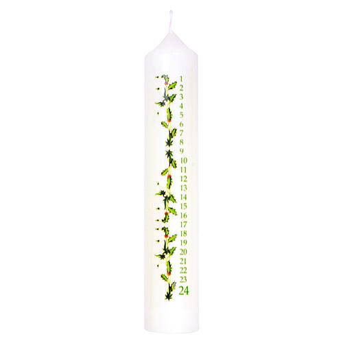 Advent candle, holly and 24 days, 265x50 mm 1