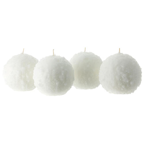 Candle, white snow ball, 100 mm, set of 4 1