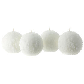 Candela palla di neve bianca 100 mm 4 pz