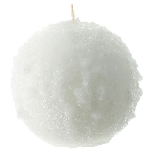 Candela palla di neve bianca 100 mm 4 pz 2