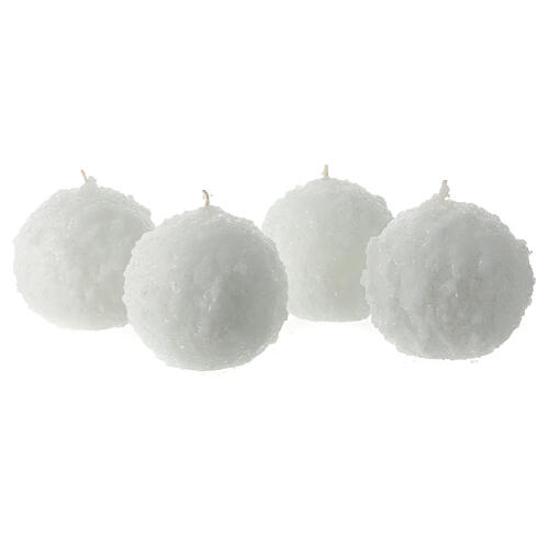 White snow ball candle, 80 mm, set of 4 1